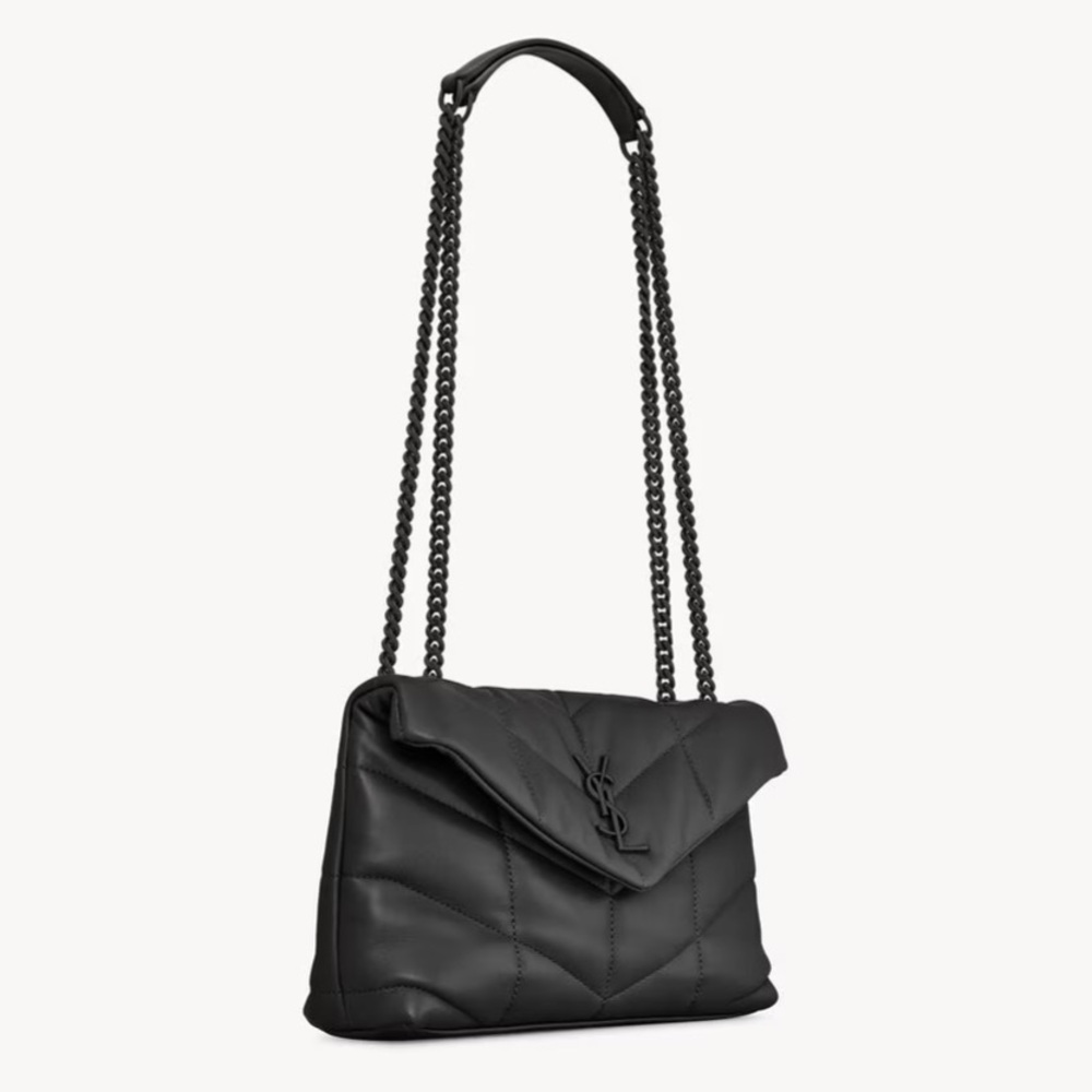 Saint Laurent Black Quilted Loulou Shoulder Bag with Chain Straps - Picture 2 of 5